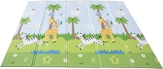 Teamson Kids Fantasy Fields - Safari Animal and Garden Insects Baby Crawling Play Mat -Blue/White
