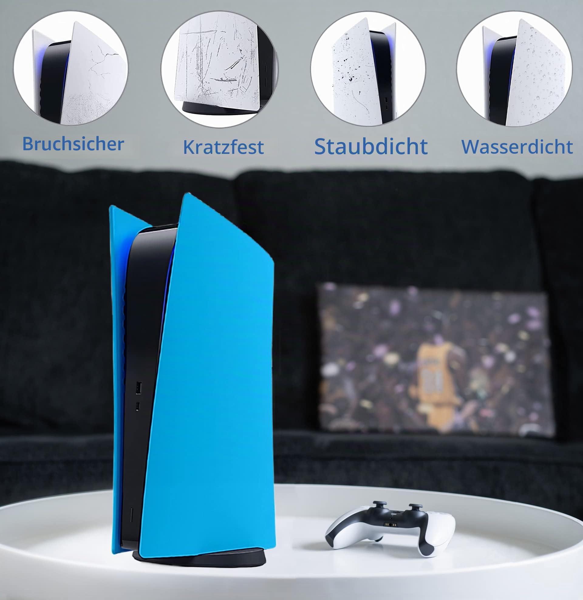 Digital Edition Face Plates Cover Skins Shell Panels für PS5 Konsole, Zubehör für PlayStation 5 Protective Replacement Faceplates (Starlight Blue)
