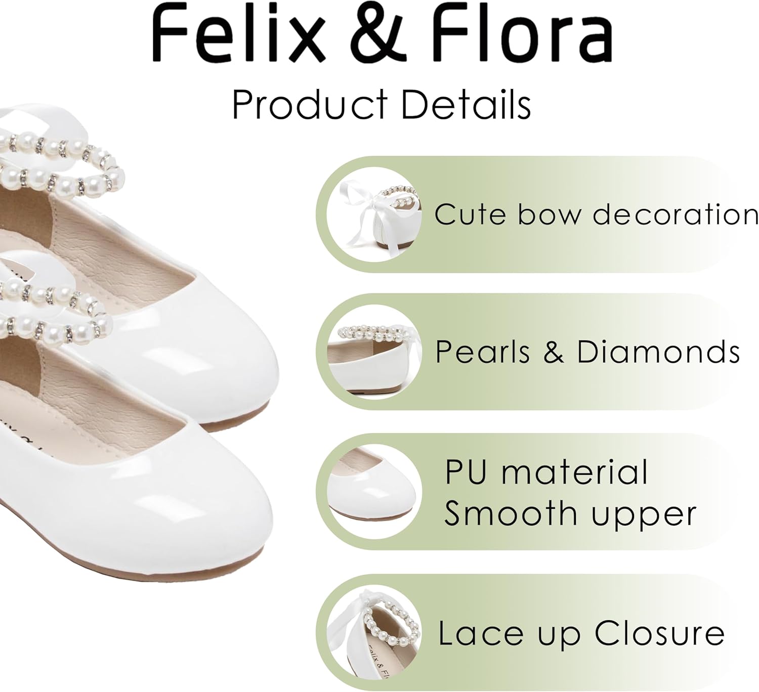 Felix & Flora Girls Toddler Little Ballet Shoes - Flower Girls Mary Jane Flats Dress Shoes Party Wedding - Image 4