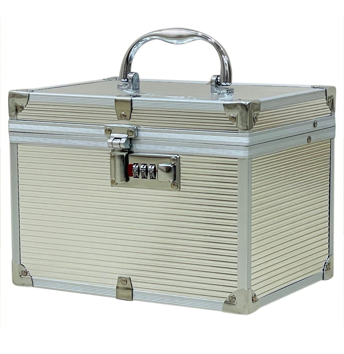 Adson Professional Beauty Makeup Cosmetic Vanity Case/Box with Mirror (Silver) 3