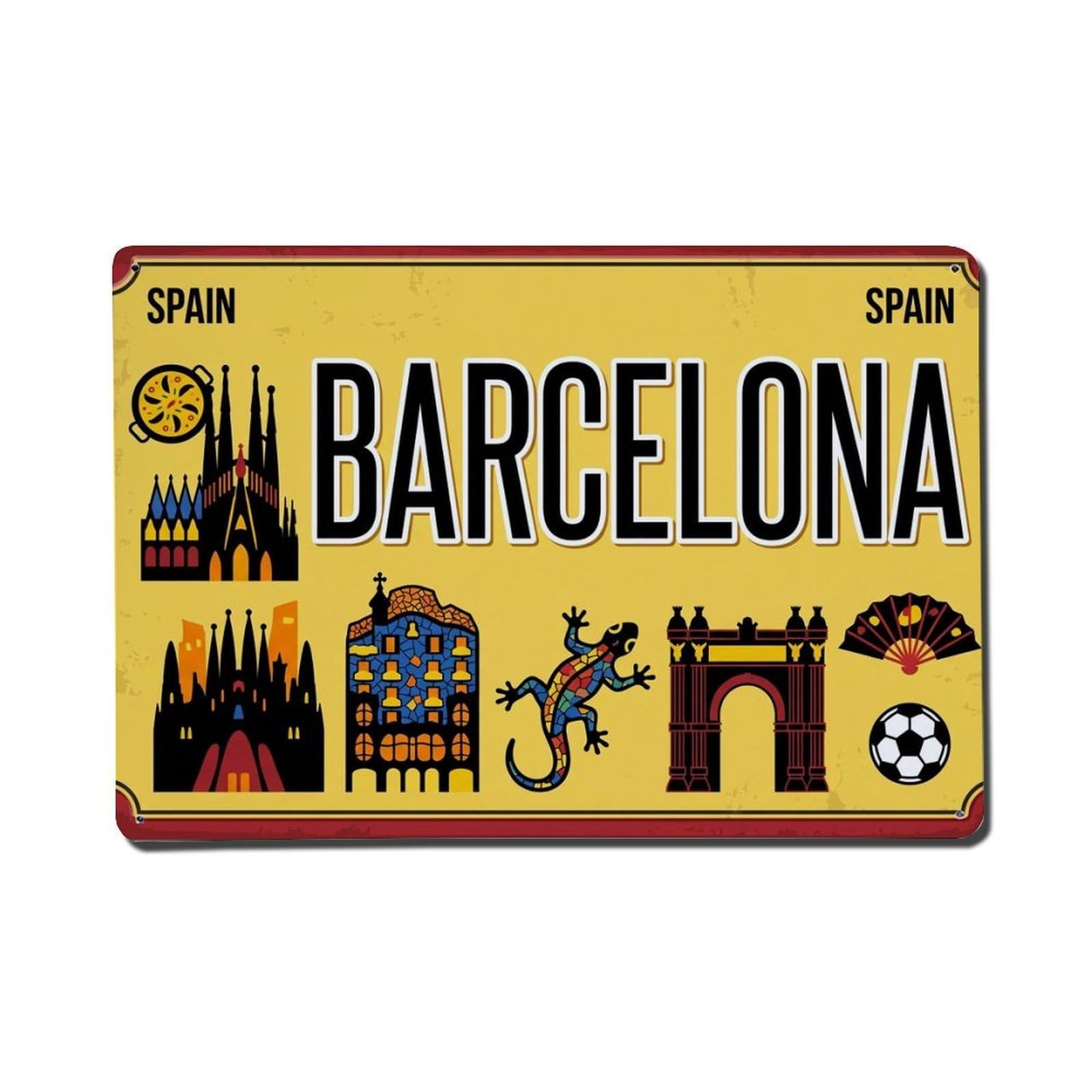 Vintage Travel Barcelona Spain Sagrada Familia Metal Tin Sign