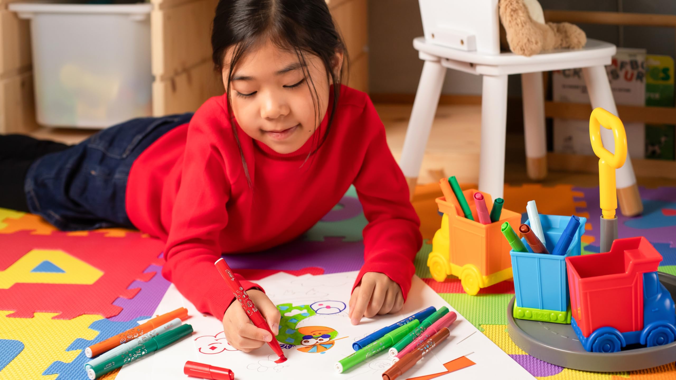 BIC Kids Filzstifte Set Visacolor XL, Fasermaler zum Malen in 12 Farben, 144 Stifte, auswaschbar, für Kinder ab 3
