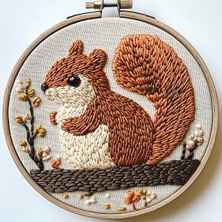Punch Needle Kit for Beginners – Squirrel Punch Stitching Kit for Adults, DIY Needle Punch Kits for Art Crafts, Ideal for All Ages, Perfect for Festival Decorations & Gifts