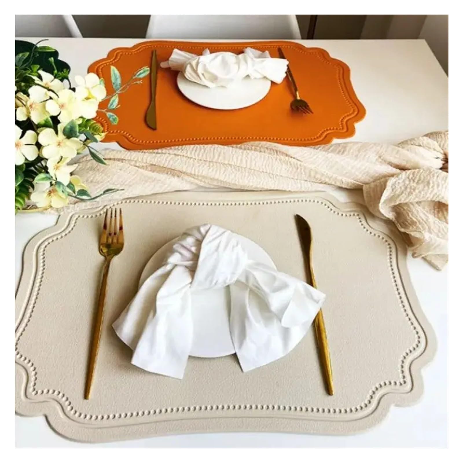 Manteles Individuales Manteles Individuales, Mantel de Mesa, Individual Impermeable, Antideslizante, Posavasos(Square Orange,30x45cm 10pcs)