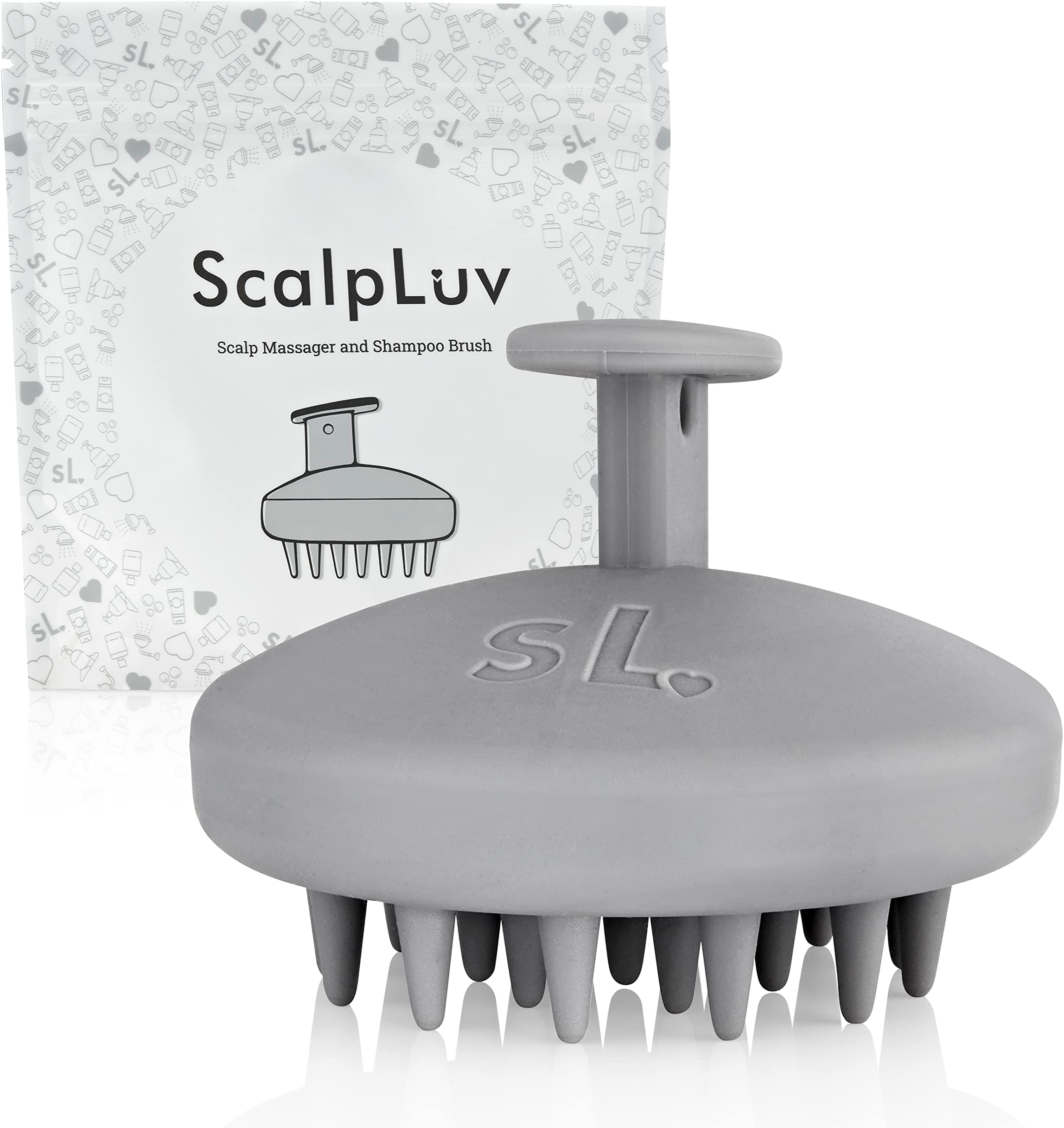 scalpluv | Scalp Massager Hair Brush, 3 in 1 Hair Massager, Exfoliator, Promotes Hair Growth, Dandruff Treatment, Waterproof Shower Scalp Scrubber with Soft Bristles, Shampoo Scrubber (Gray)