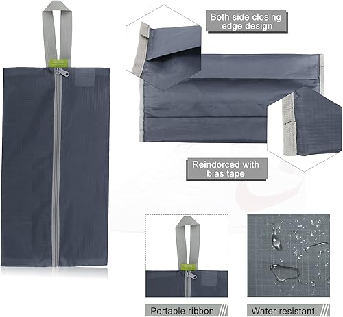 Vista 4 de BeeGreen Paquete de 6 bolsas de zapatos organizadoras de zapatos para viajes con cierre de cremallera, organizador de almacenamiento de zapatos