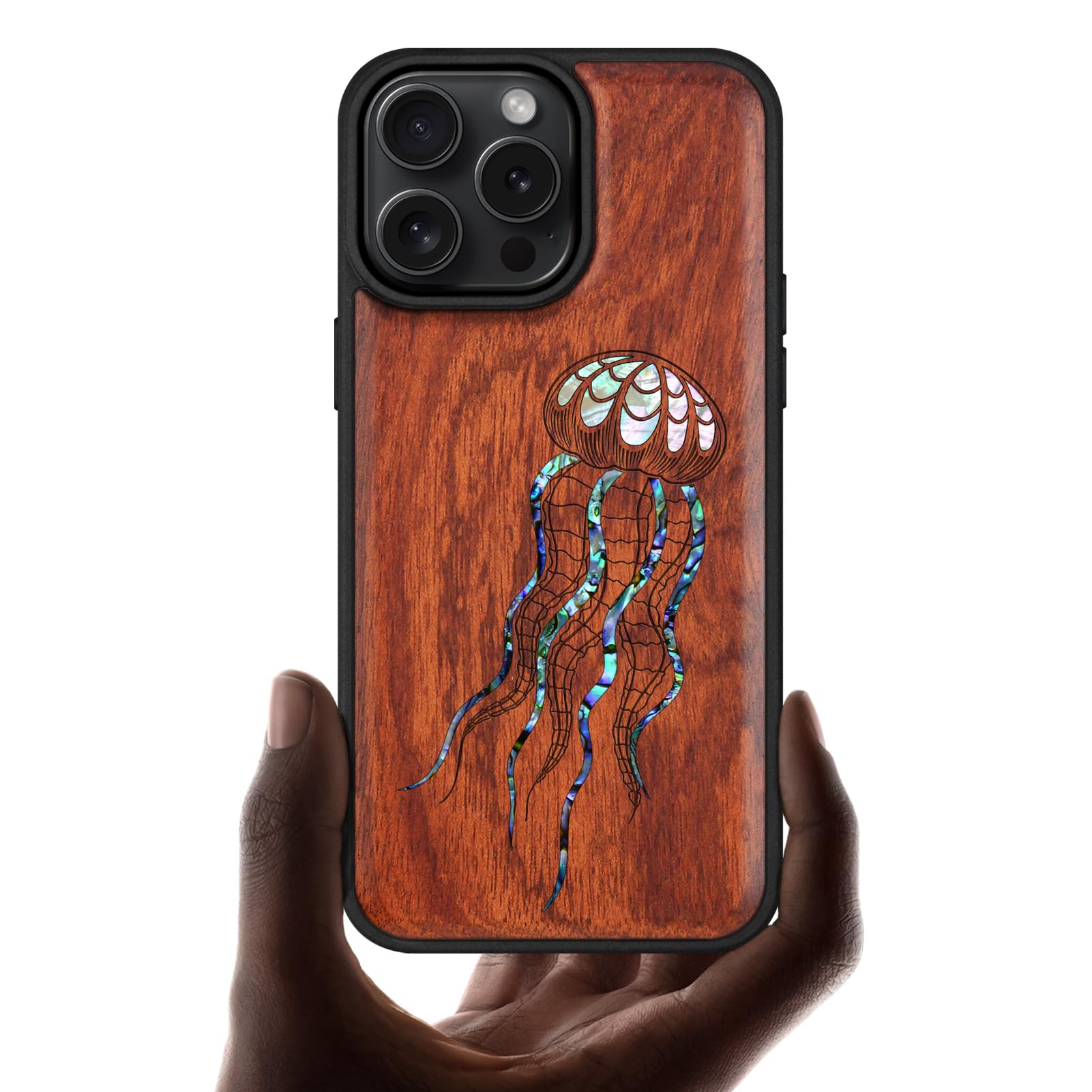 Tasikar Cover In Legno E Pelle Per IPhone 13 Pro Max - Protezione Sottile Con Supporto Ricarica Wireless