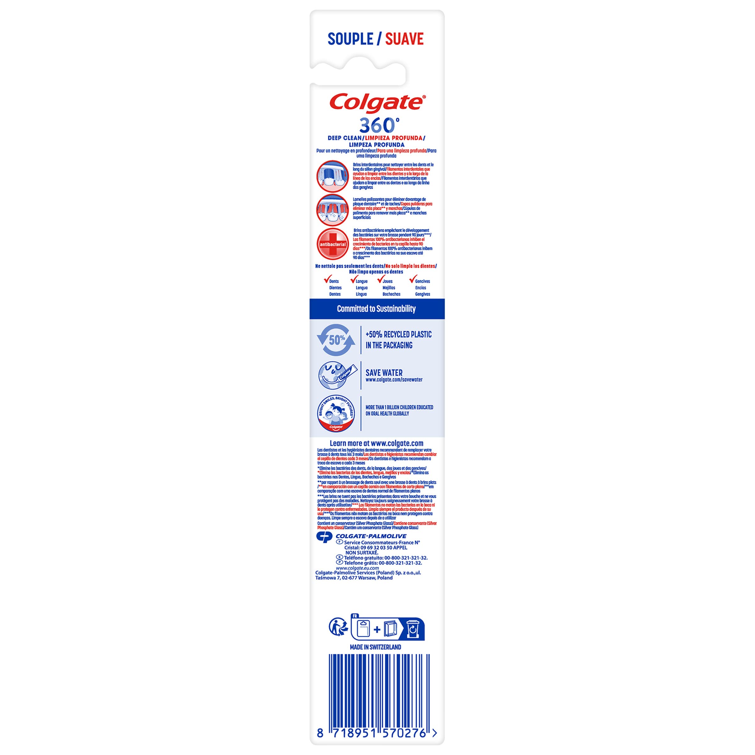 COLGATE - Spazzolino da denti Colgate 360 Deep Clean - Filati morbidi - Set di 12 spazzolini da denti