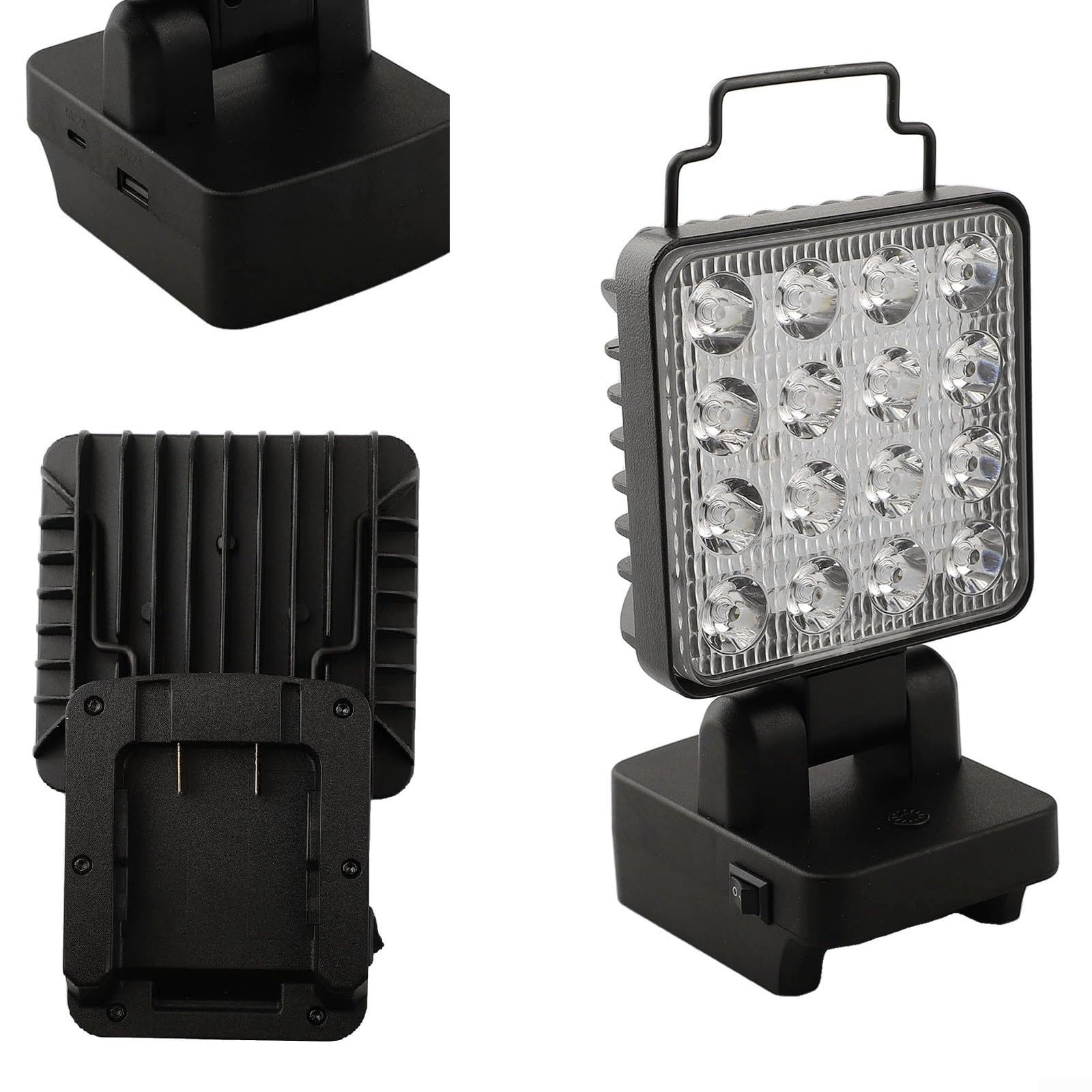 Lampe de poche LED sans fil pour batterie 18 V 20 V BL1518 BL2018 PCC680L FMC680L Tête réglable à 90 degrés 1200 lm pour camping atelier