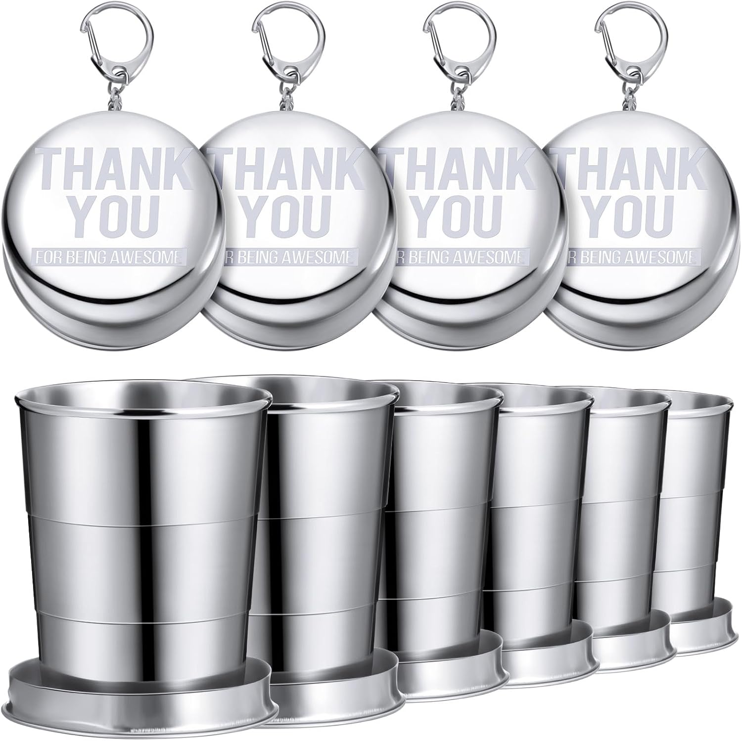 Mifoci 10 Pcs Father's Day Gifts Collapsible Metal Cups 5 oz Folding Travel Cups Appreciation Gifts for Dad Teacher Employee Travelers Portable Camping Supplies(Being Awesome)