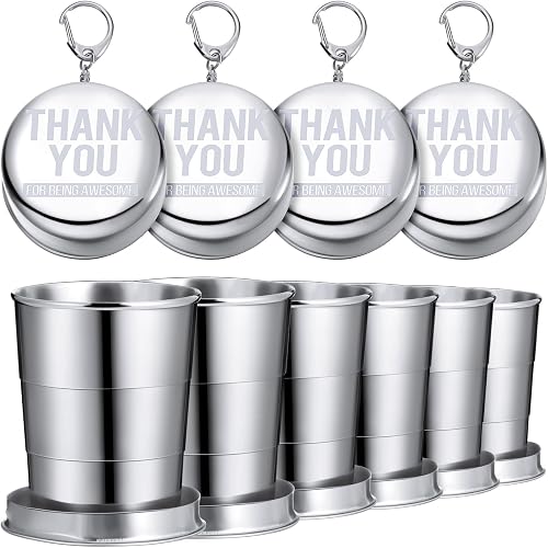 Mifoci 10 Pcs Employee Appreciation Gifts Bulk Thank You Collapsible Metal Cups for Staff Coworker Camping Lovers 5 oz Folding Travel Cups(Being Awesome)