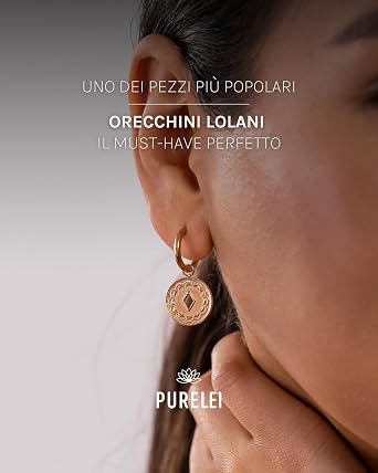 PURELEI Orecchini Lolani Donna In Acciaio Inossidabile - Cerchi Con Ciondolo A Moneta, Diametro 1,4 Cm, Impermeabili