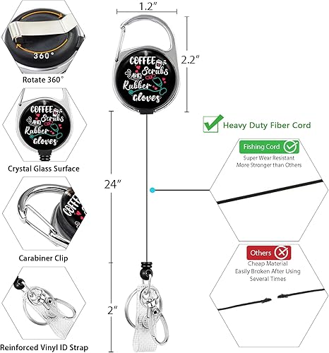 Miniatura 65 de Funny Chicken Badge Holder with Retractable Reel ID Card Badge Case with Carabiner Clip Heavy Duty Vertical Card Name Tag Badge Protector Cover for