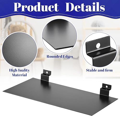 Miniatura 4 de LEIFIDE Estantes de metal de 12 x 6 pulgadas, estantes de exhibición planos para colgar en pared de listones, dormitorio, oficina, hogar, sala de