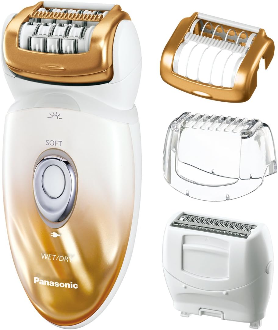 Panasonic ES-ED50-N Multi-Functional Wet/Dry Shaver and Epilator for Women, Women’s with Four Hair Removal Attachments and Travel Pouch
