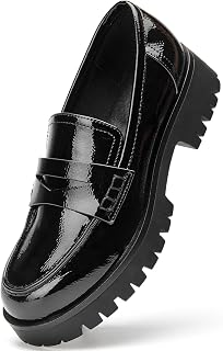 Womens Platform Loafers Chunky Heel Loafers Shoes Comfort Slip On Work Shoes Fashion Dress Shoes