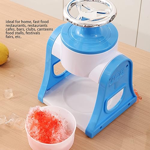 Miniatura 2 de Máquina de hielo afeitada con manivela de acero inoxidable, trituradora de hielo portátil para el hogar, la cocina, el restaurante (azul)