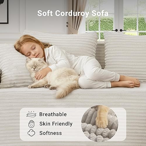 Miniatura 4 de YDN Sofá de sofá deshuesado de 110 pulgadas, sofás seccionales para sala de estar, sofá nube con diván, juego de sofá modular en forma de L, diván