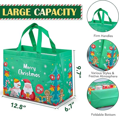 Miniatura 2 de 18 bolsas grandes de regalo de Navidad, bolsas reutilizables de Navidad con asas, bolsas de compras no tejidas para envolver regalos de Navidad,