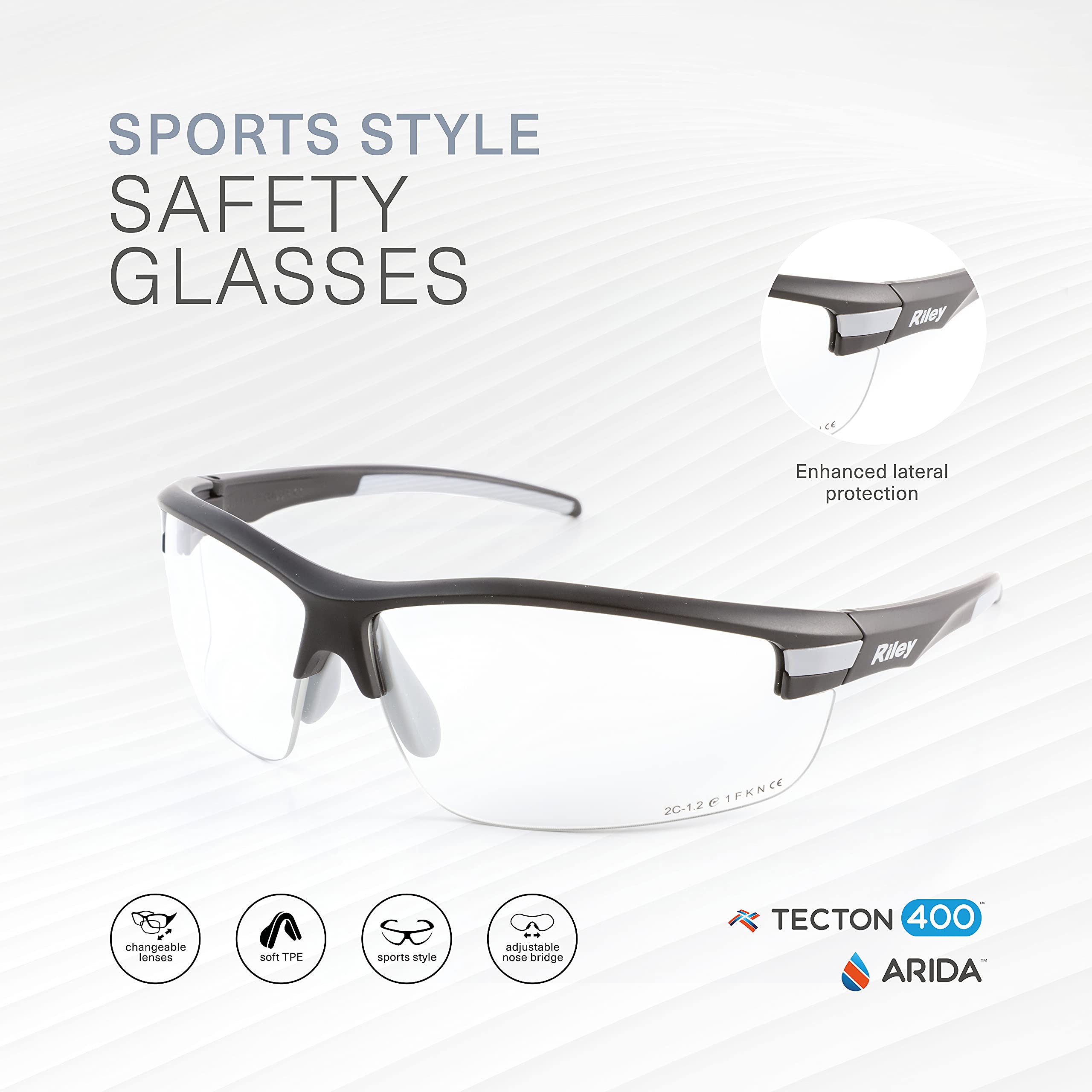 Riley Sisini Sport Style Safety Glasses, Anti Fog Scratch and Imapct Resistant - Image 2