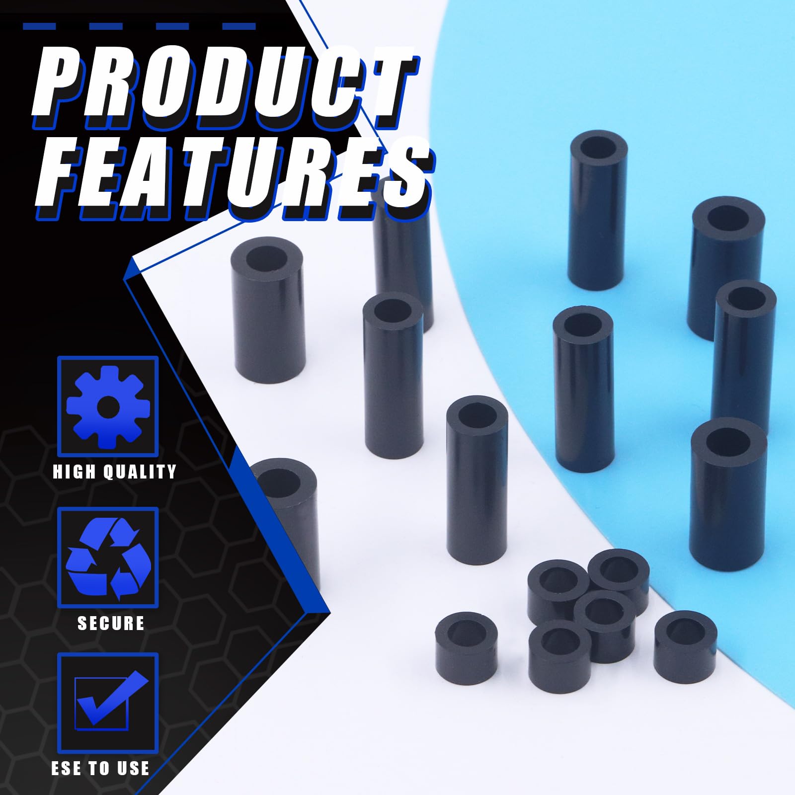 Glarks 270Pcs Nylon Round Spacer Assortment Kit for M3 M4 M5 M6 Screws, Electrical Outlet Screws Spacers - Image 3