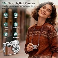 Vista 2 de Mini Digital Camera, Keychain Camera 1080P HD with 2MP Lens, Flash, Video Recording, 32G Card Included, Portable and Compact Retro Vlog Camera for