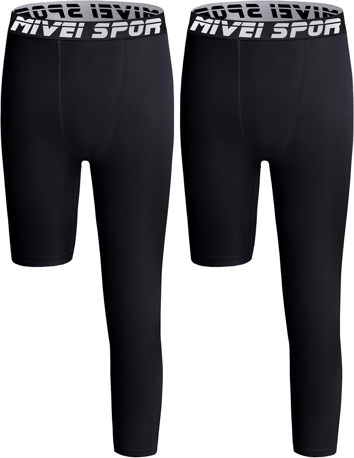 Youth Boys One Leg Compression Pants Basketball Leg Sleeve Girls Single Tights Kids 3/4 Leggings Sports Base Layer