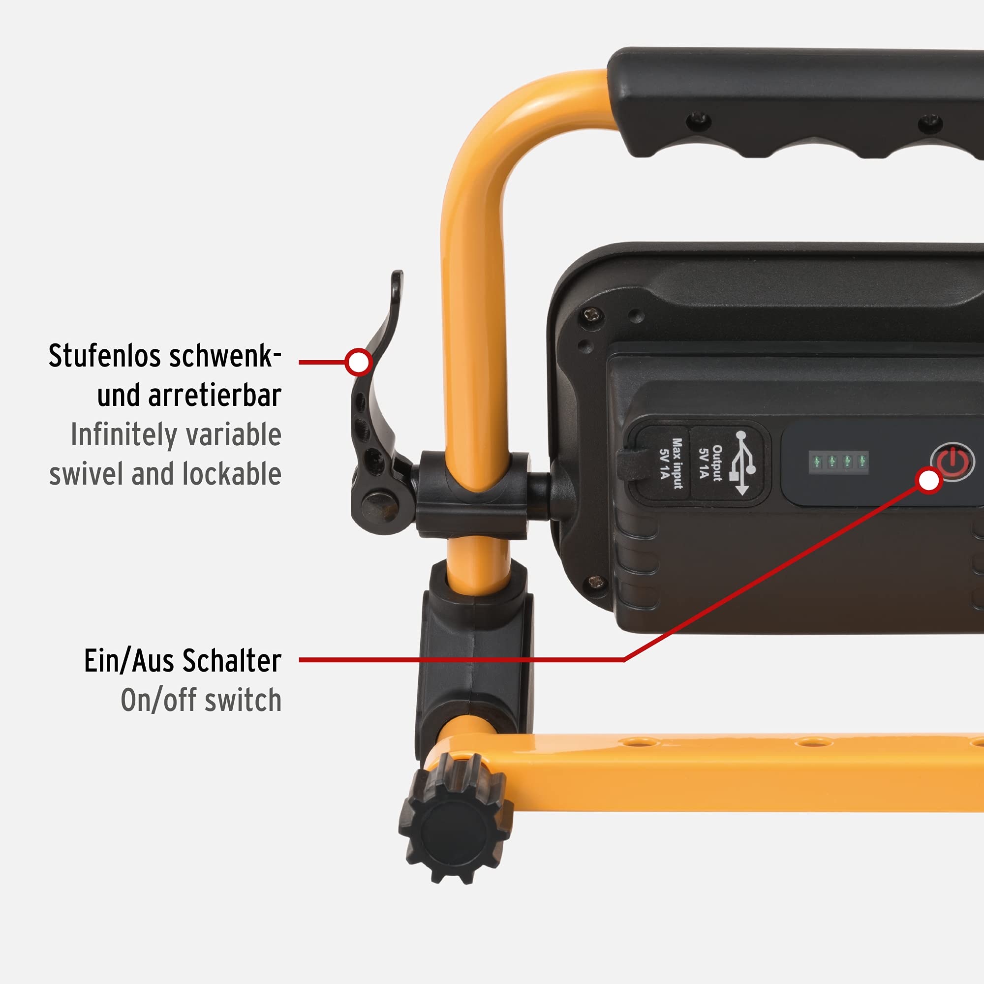 Brennenstuhl Jaro Mobile LED Spotlight 2050 M/LED Construction Spotlight For Outdoor Use IP65 Led Work Spotlight 20 W With 2 M Cable Led Construction Site Spotlight With Quick Release Lock