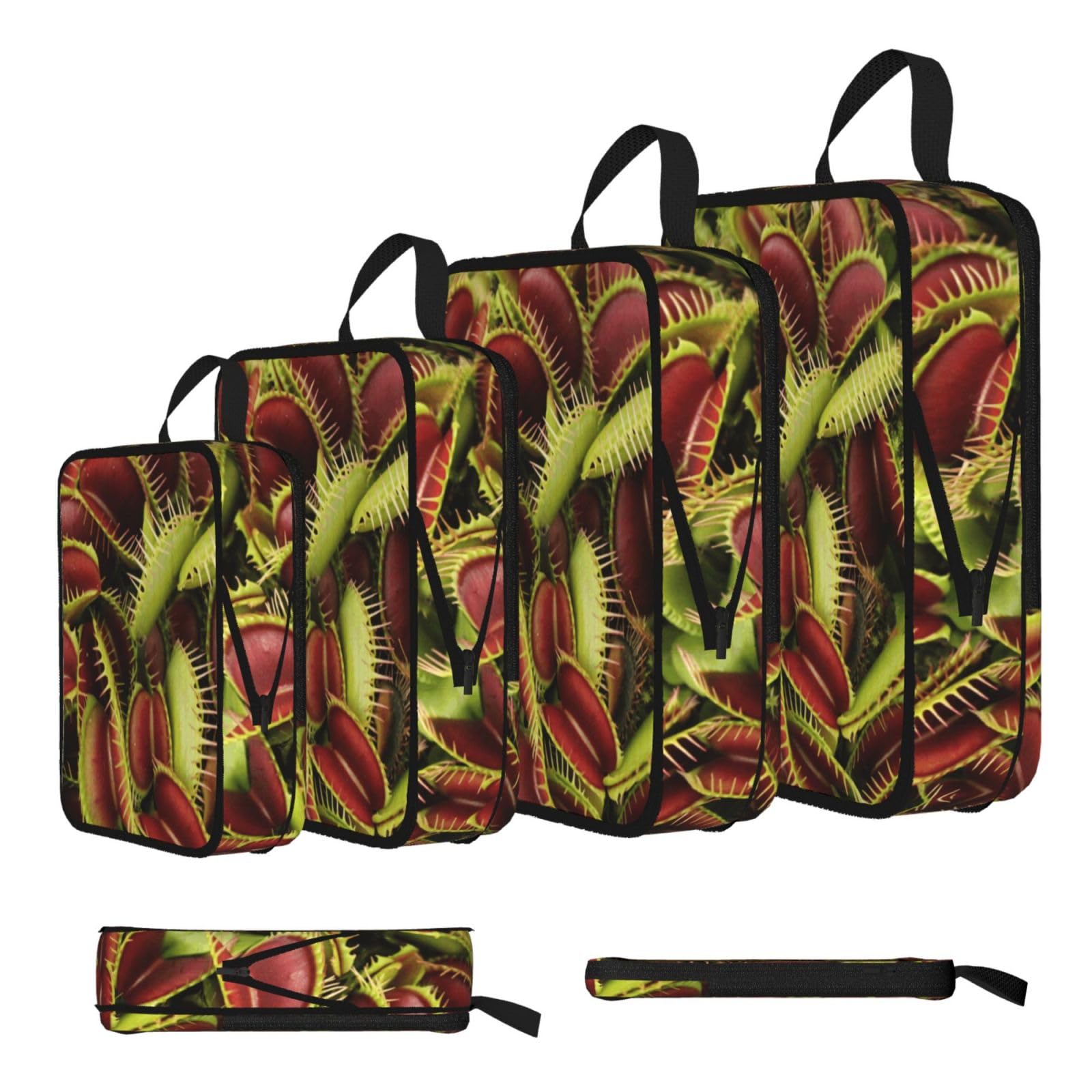Plant Print 4 Set Compression Packing Cubes For Suitcases,Expandable Storage Bags Organizers