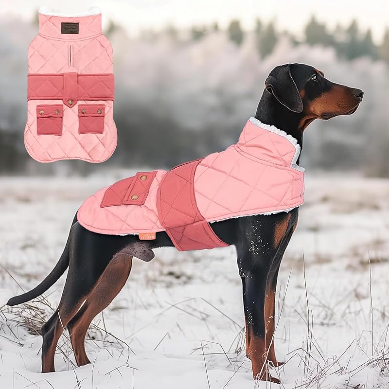 Casaco para Cães Grandes KYEESE Impermeável e Corta-Vento com Forro de Soft Fleece
