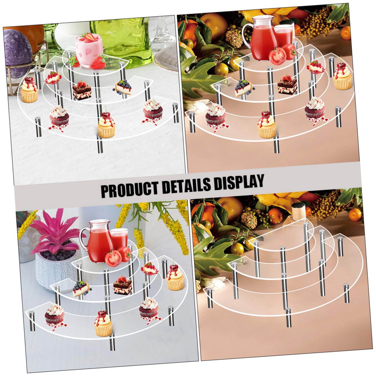 PRETYZOOM Alzatina per Torte Multi-livello 2 Set Acrilico e Metallo | Esposizione per Dolci, Design Versatile, per Attività Commerciali e Eventi