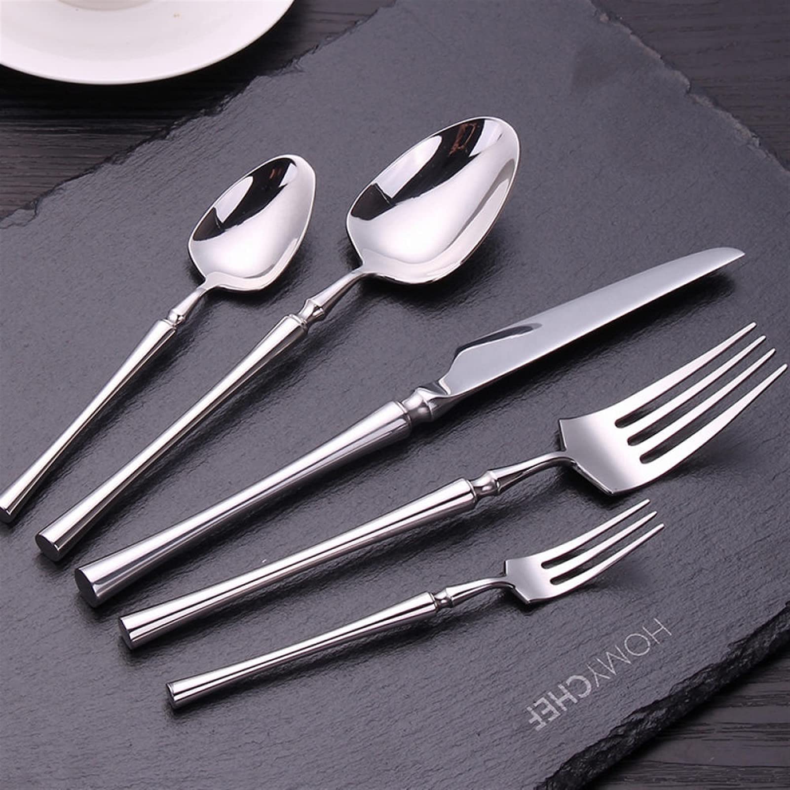 Edelstahlbesteck Besteckset, Besteck-Sets Besteck Edelstahl Löffel Gabel Messer Set Spiegel Licht Geschirr Geschirr Set Kaffee Tee Löffel Besteck Set