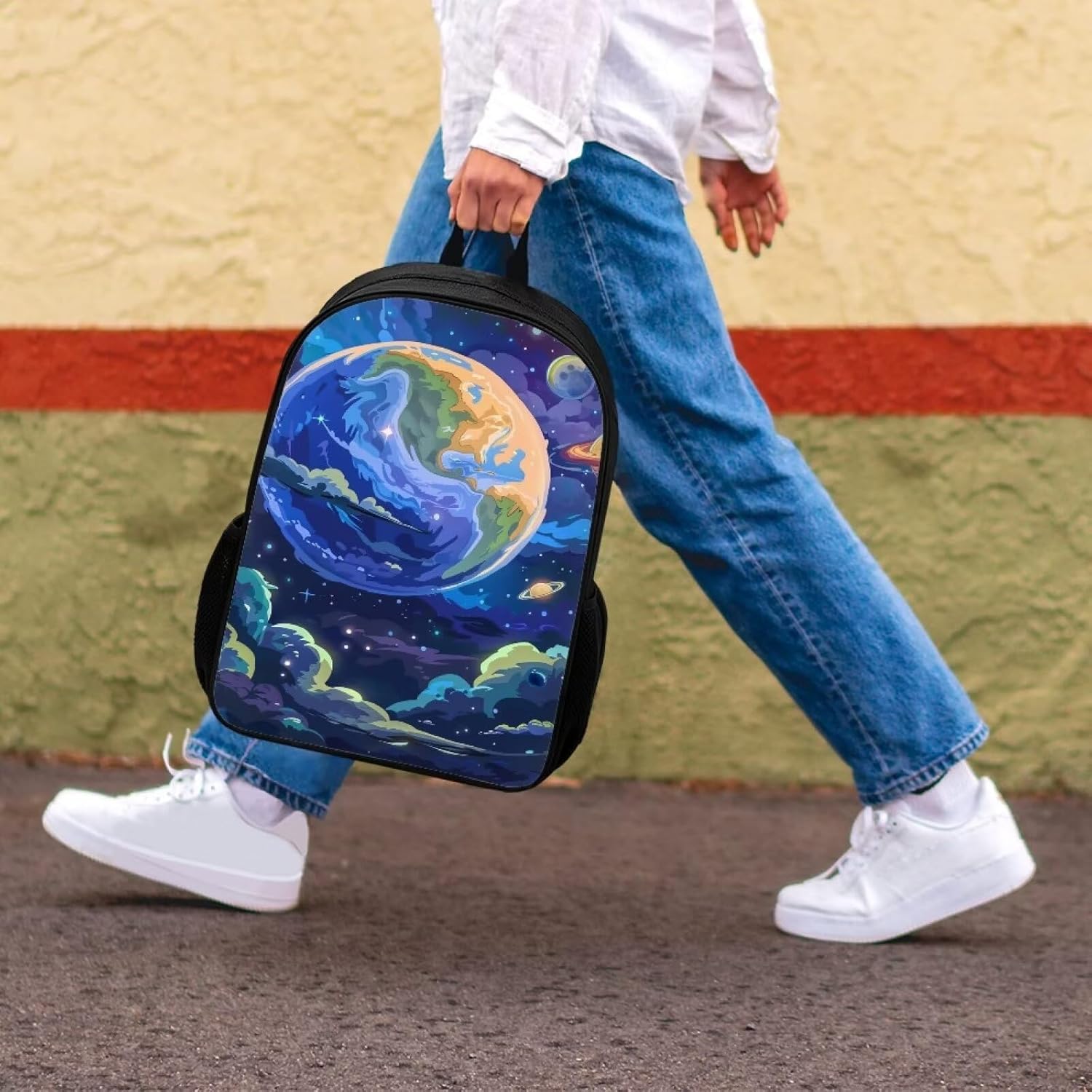 Gradient Cloud Moon Print School Backpack for Boys 10-12 Kids Backpack Large Capacity Laptop Rucksack Lightweight Daypack for Picnic Travel Outdoor