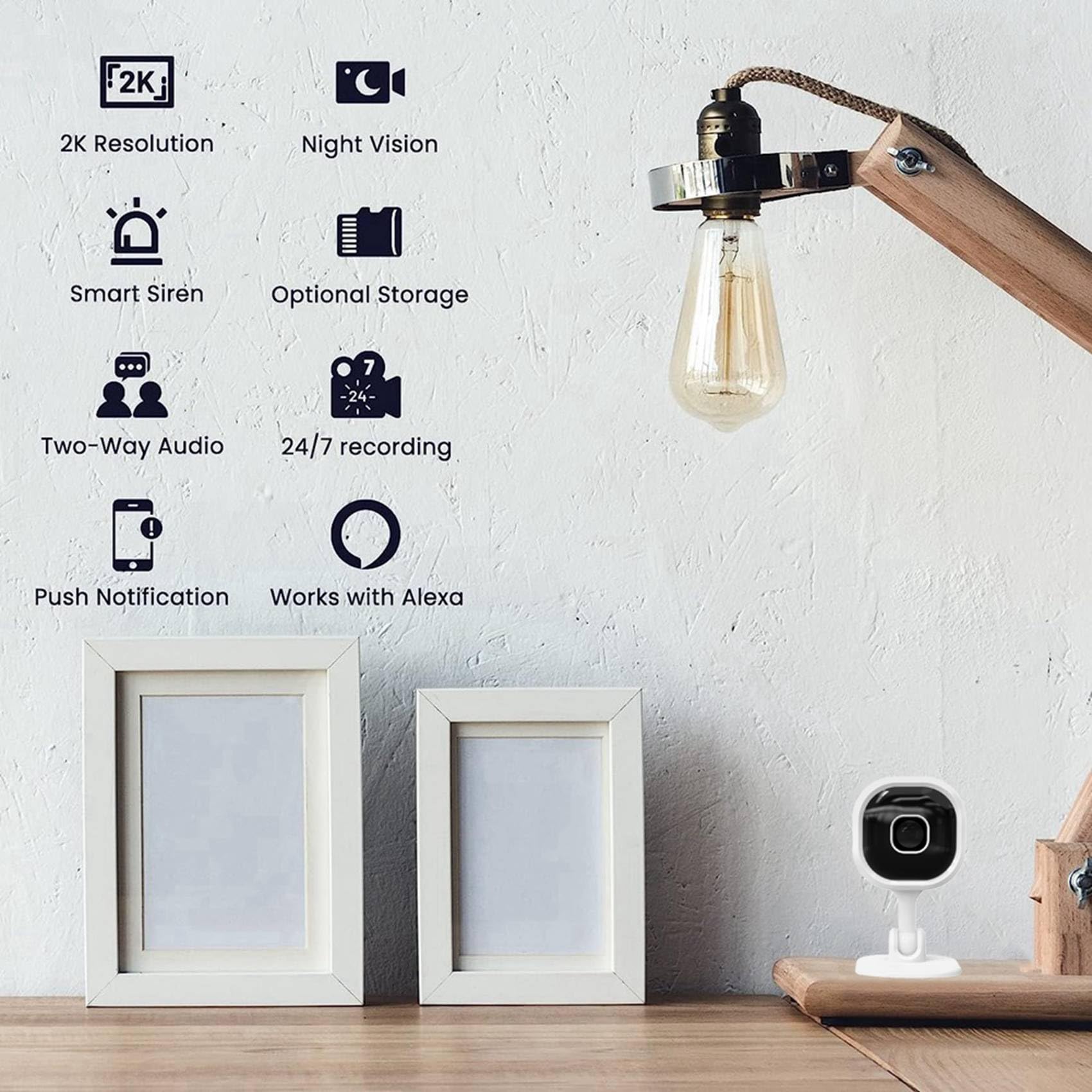 Caméra WiFi 2K, caméra de sécurité intérieure pour animaux domestiques avec application téléphone