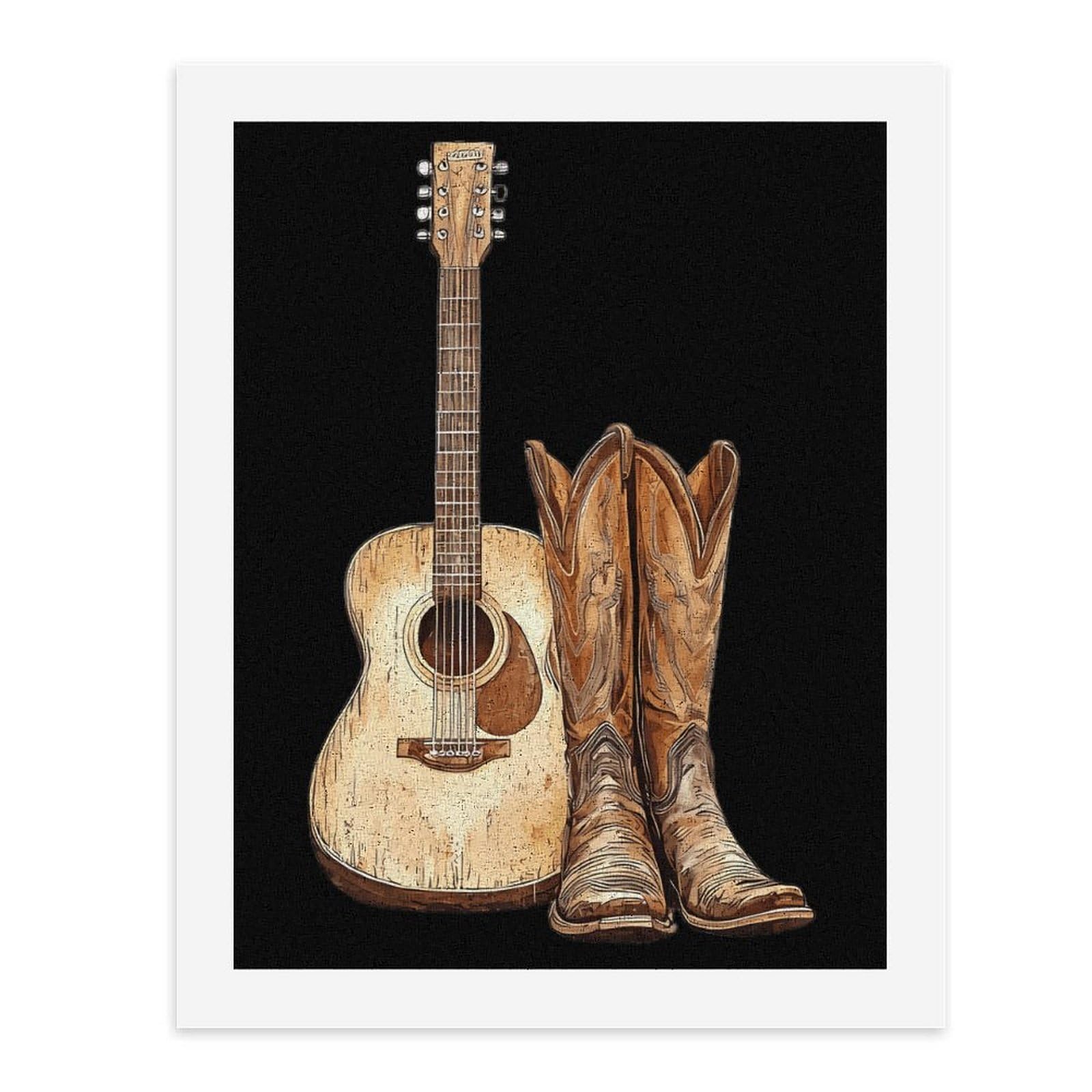 Lustiges Malen nach Zahlen für Erwachsene, Motiv: Gitarre und Stiefel, vertikal, Baumwolle, digitales Ölgemälde, Heimdekoration, Geschenk, 65 x 50 cm