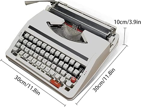 Classic 1980s Manual Typewriter Portable Retro English Machine Mechanical Nostalgia Word Processor for Home Office(White)