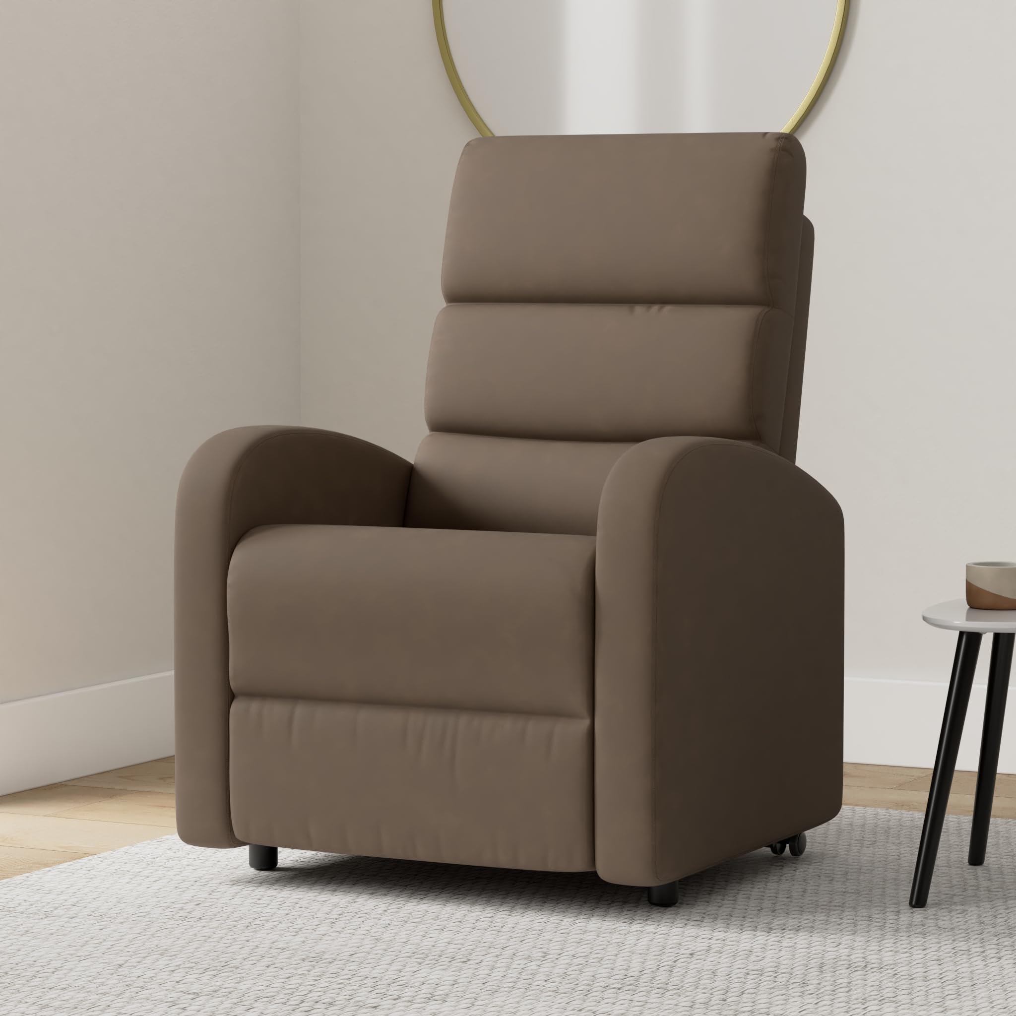 POLTRONE ITALIA Poltrona Relax Elettrica 4 ruote reclinazione poltrona per anziani soggiorno elevabile Detraibile 19% microfibra Marrone