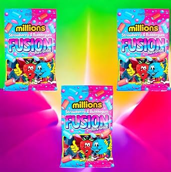 Millions Mini Bites Candy, Strawberry & Bubblegum Flavor, 3 Pack