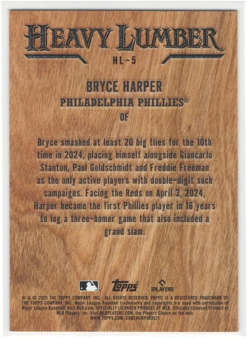 2025 Topps Series 1 Bryce Harper Heavy Lumber SSP Case Hit Baseball Card