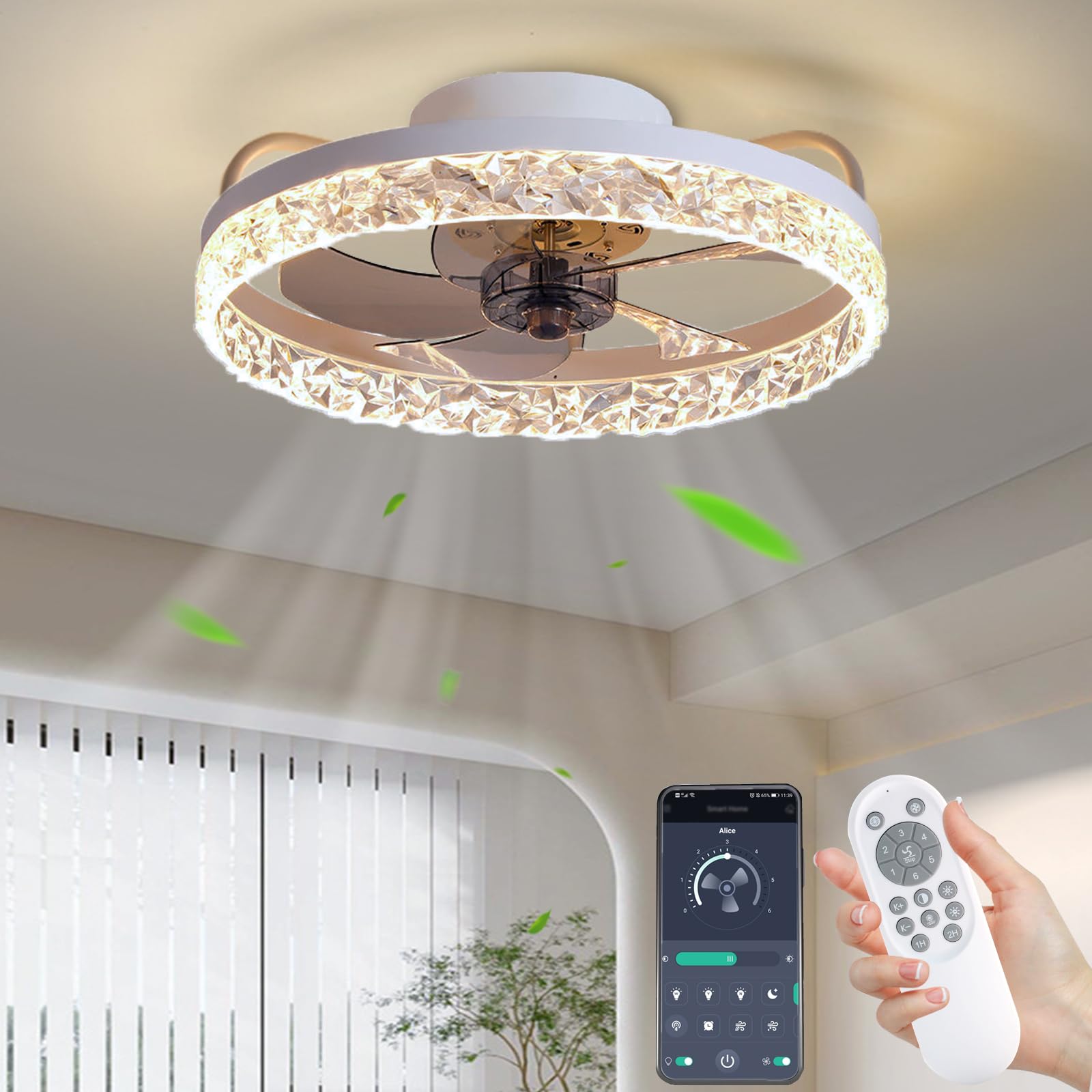 Ventilatore da soffitto retrattile con luce LED 45W Silenzioso Verno M