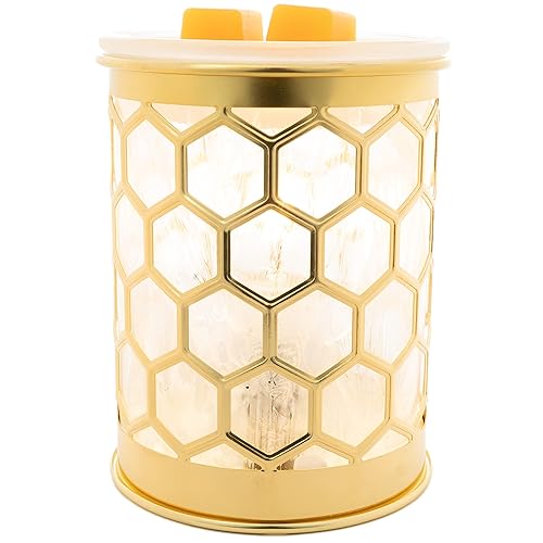 Scentsationals Wax Melt Warmer, Wax Warmer for Scented Wax Melts - Modern Collection Honeycomb Capiz - Candle Wax Melter for Fragrance Cubes and Tarts - Honeycomb Capiz