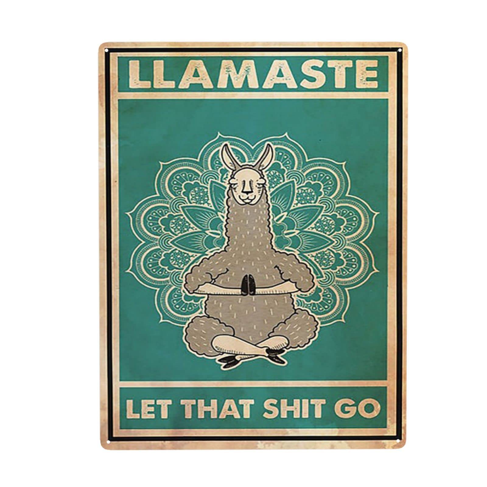 Kwqdozf As Pic Llama Yoga Aluminium Tin Metal Sign Wall Decor Fun Decoration For Home Kitc