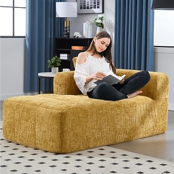 Anwick Chenille Loveseat Sofa,Minimalist Modular Couches Sleeper with Pillows Armrest, Multi-Functional Bean Bag Bed,Floor Sofa Couch for Living Room,Bedroom,Apartment (Yellow)