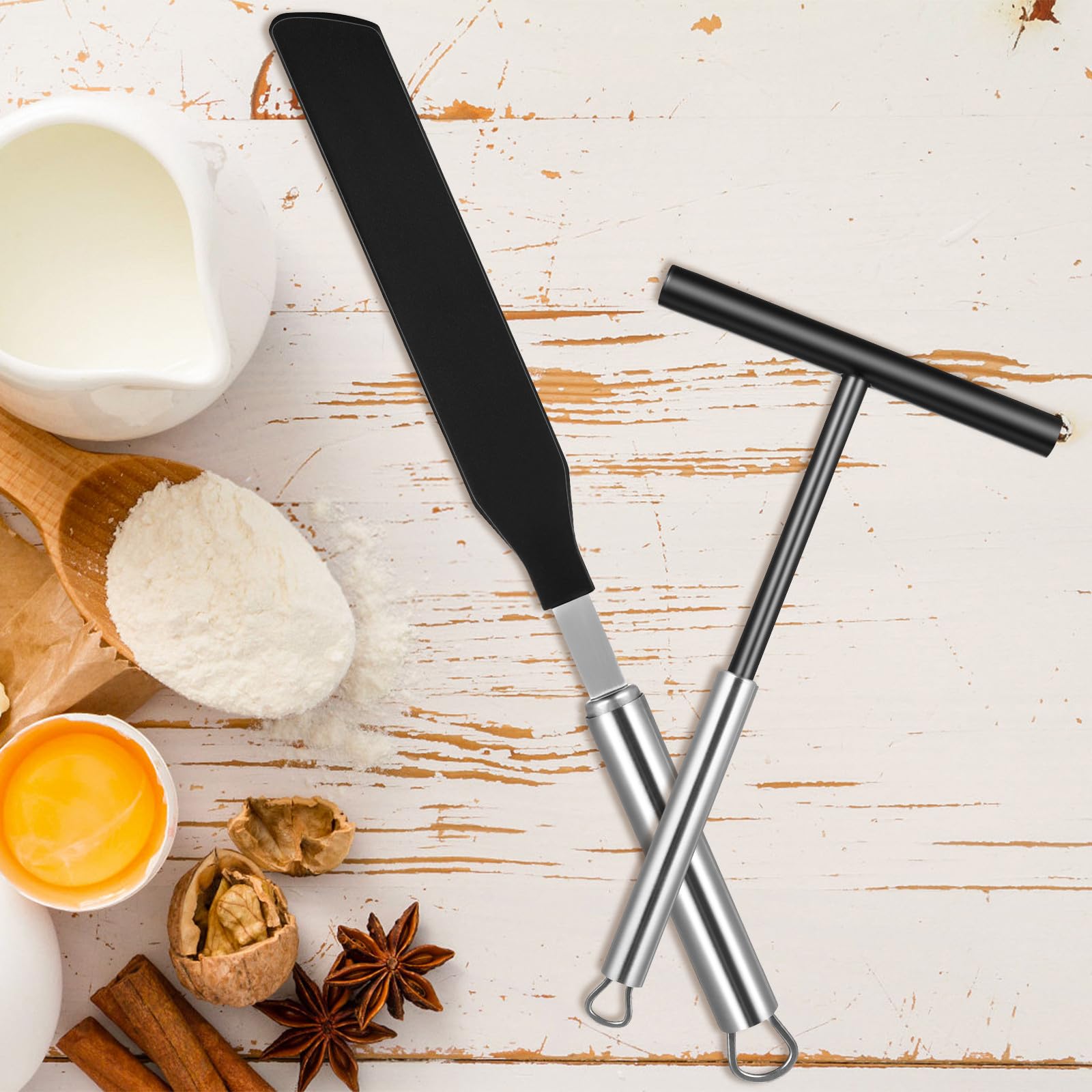 Ciieeo 1 Set Espátula para Panqueques y Espátula de Repostería de Acero Inoxidable Reutilizable, Adecuado para Cocina Casera y Panadería Artesanal