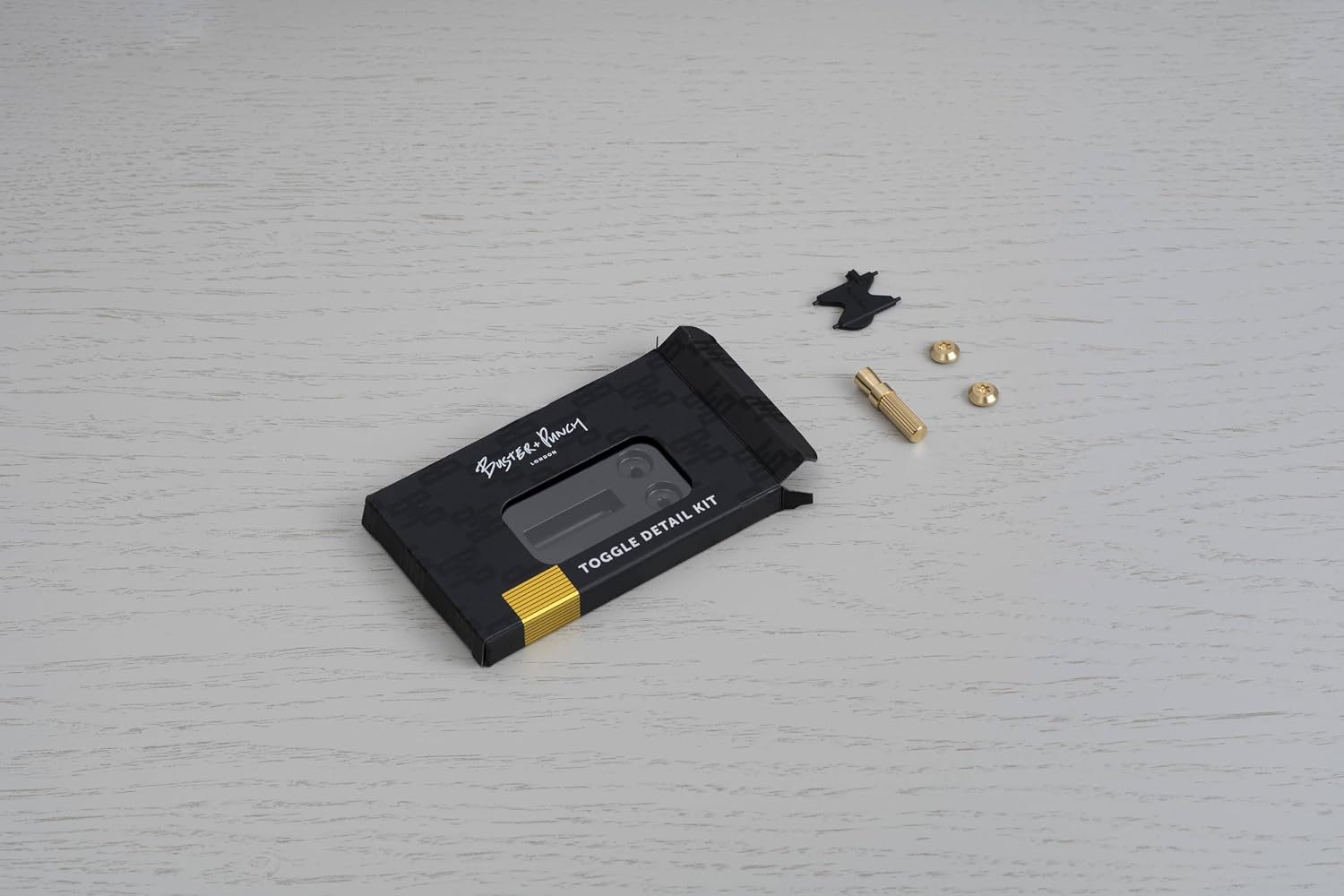 Buster and Punch Detail Kit Toggle Linear Knurl in Brass - Solid Metal Replacement for Light Switches