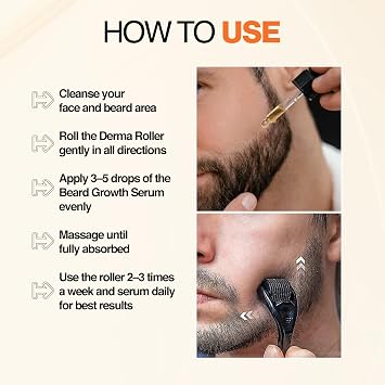 Nourish Mantra Derma Roller & Advanced Beard Growth Oil Serum | Derma Roller with 540 Stainless Steel Micro-Needles | Beard Growth Kit for Thicker & Fuller Beard | For Men