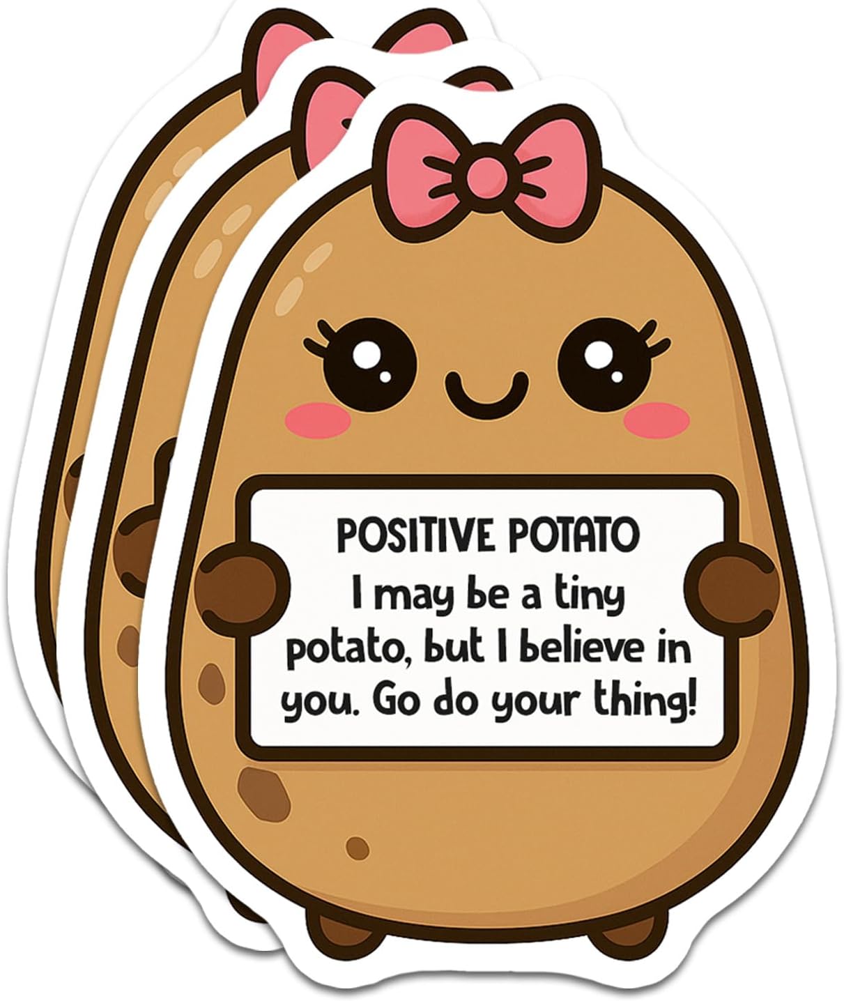Cute Potato Sticker 3Pcs Decals Vinyl Waterproof - Journaling Self-Affirmation Positive Potato Sticker for Water Bottles, Phone Laptop