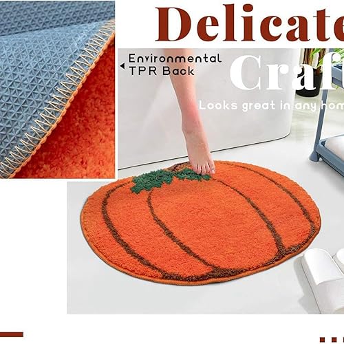 Miniatura 5 de Tapete de Halloween con forma de calabaza de Acción de Gracias, 12 unidades, tapete de baño con forma de calabaza de otoño, tapete de cocina