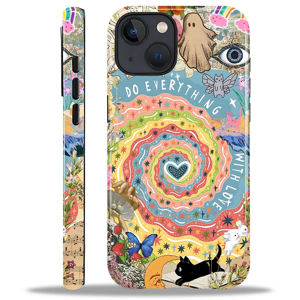 Yesad Case for iPhone 13 14, Hybrid 2-Layer Case, Shockproof Military-Grade Protection Durable Anti-Scratch Phone Case for Woman Man Boy Girl, Love