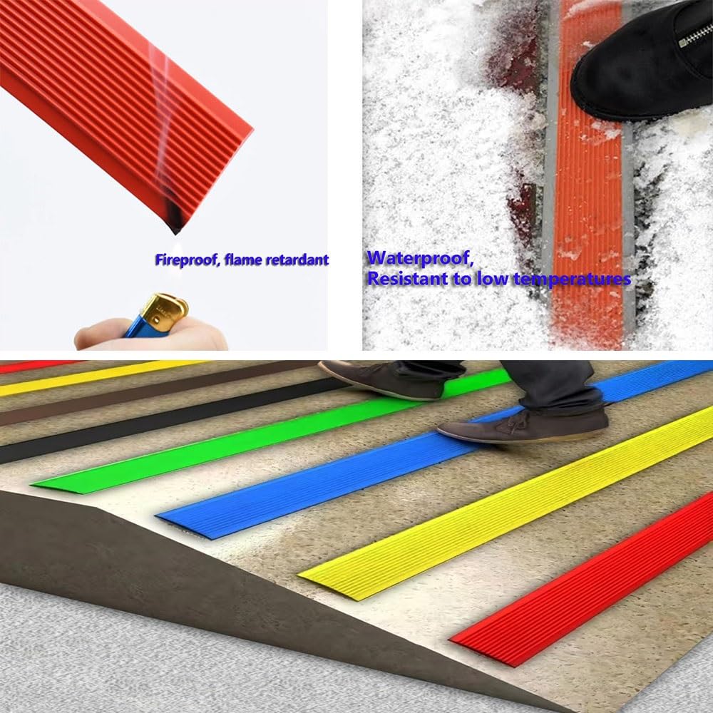 Autoadhesivo Tiras Antideslizantes para Peldaños, 10 Cm Goma Moldura De Escalera, Impermeable Tira Divisoria para Pared Piso Rampa Azulejos(Grey,L 200 cm x W 10 cm)